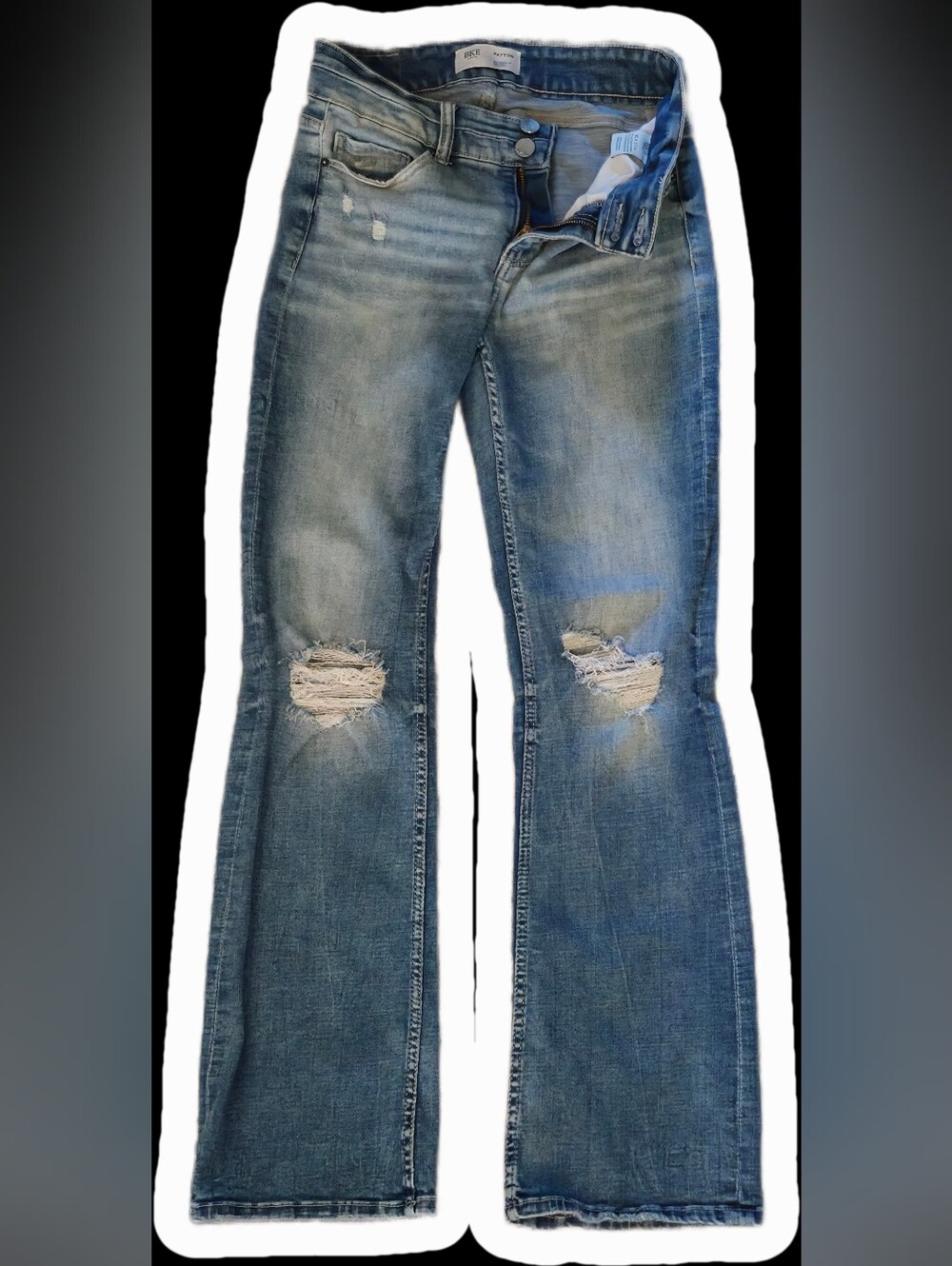 BKE Payton Mid-Rise Bootcut Jeans 26x31.5 - Light Blue Wash